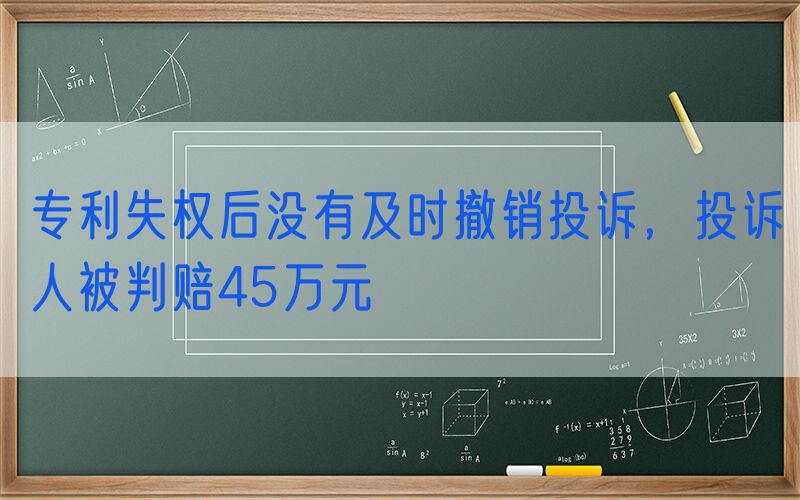 专利失权后没有及时撤销投诉，投诉人被判赔45万元