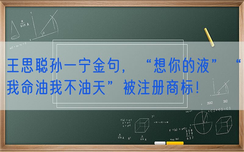王思聪孙一宁金句，“想你的液”“我命油我不油天”被注册商标！
