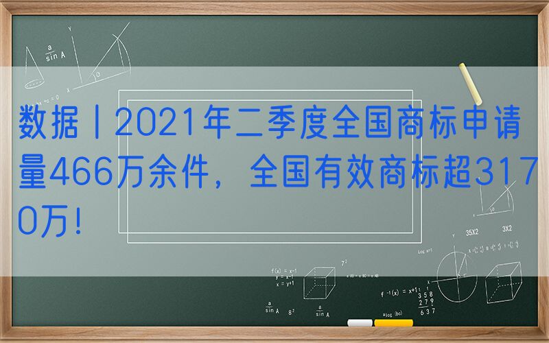数据丨2021年二季度全国商标申请量466万余件，全国有效商标超3170万！