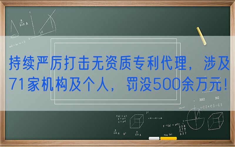 持续严厉打击无资质专利代理，涉及71家机构及个人，罚没500余万元！