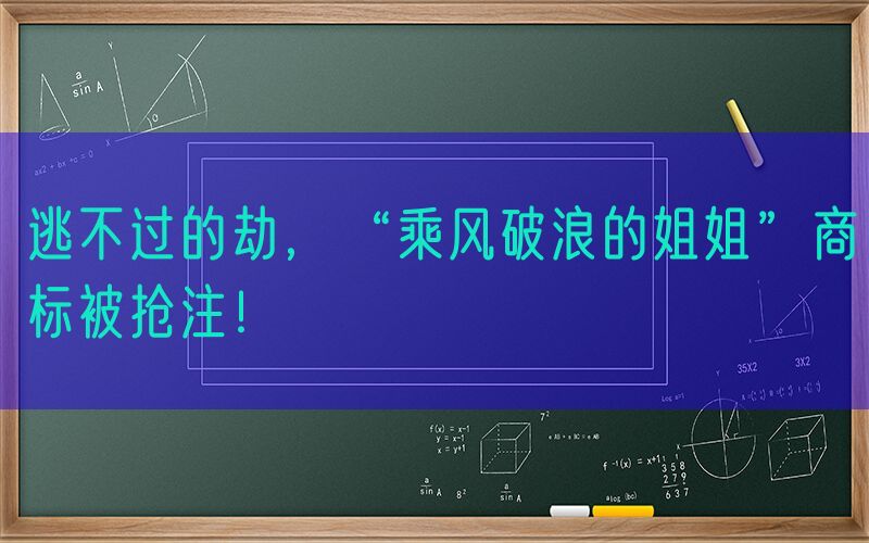 逃不过的劫，“乘风破浪的姐姐”商标被抢注！