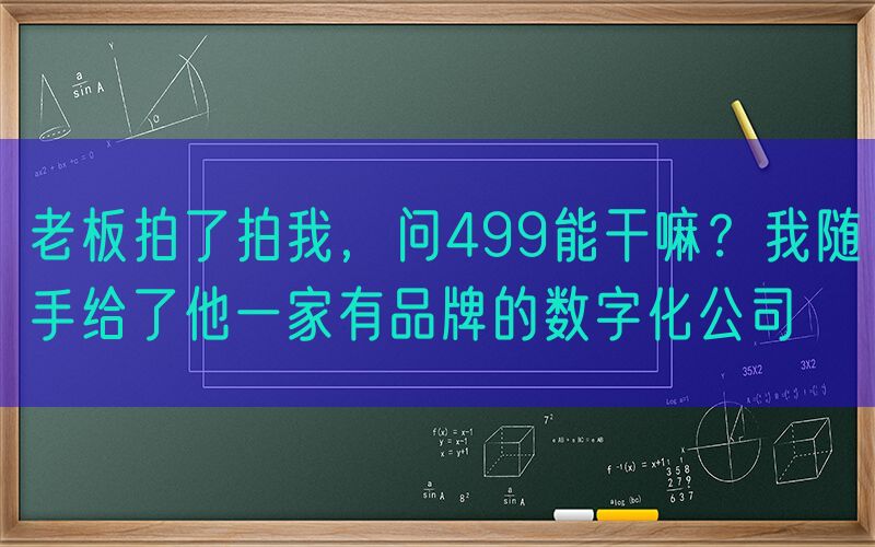 老板拍了拍我，问499能干嘛？我随手给了他一家有品牌的数字化公司