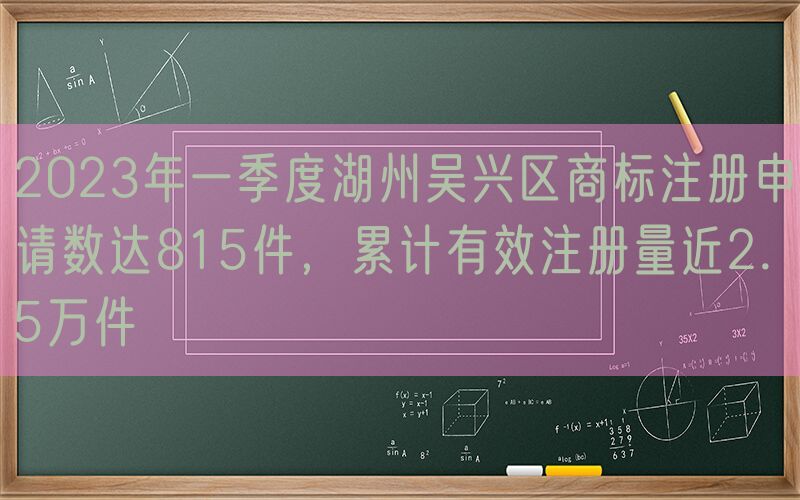 2023年一季度湖州吴兴区商标注册申请数达815件，累计有效注册量近2.5万件