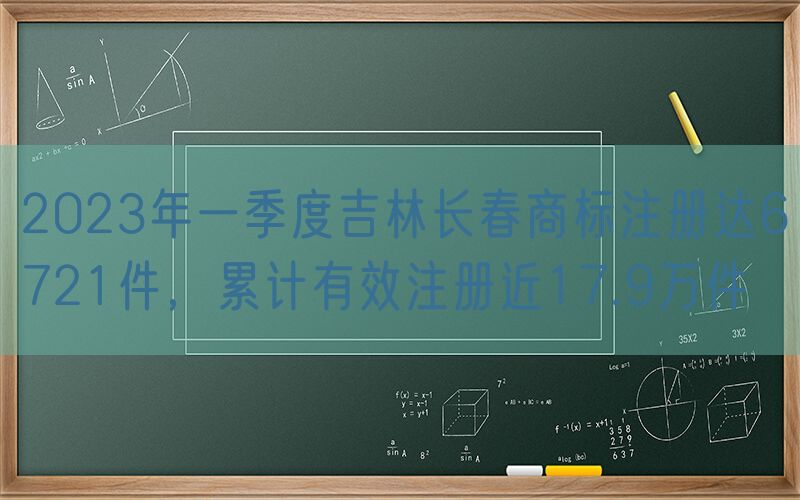 2023年一季度吉林长春商标注册达6721件，累计有效注册近17.9万件