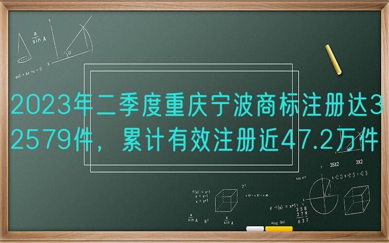 2023年二季度重庆宁波商标注册达32579件，累计有效注册近47.2万件