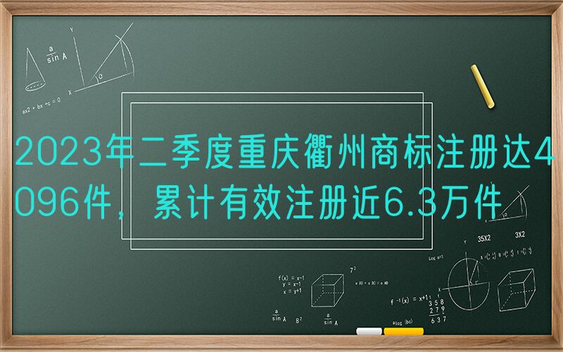 2023年二季度重庆衢州商标注册达4096件，累计有效注册近6.3万件